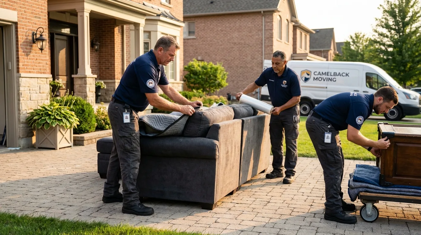 Large estate moving crew wrapping furniture in Lone Tree, CO