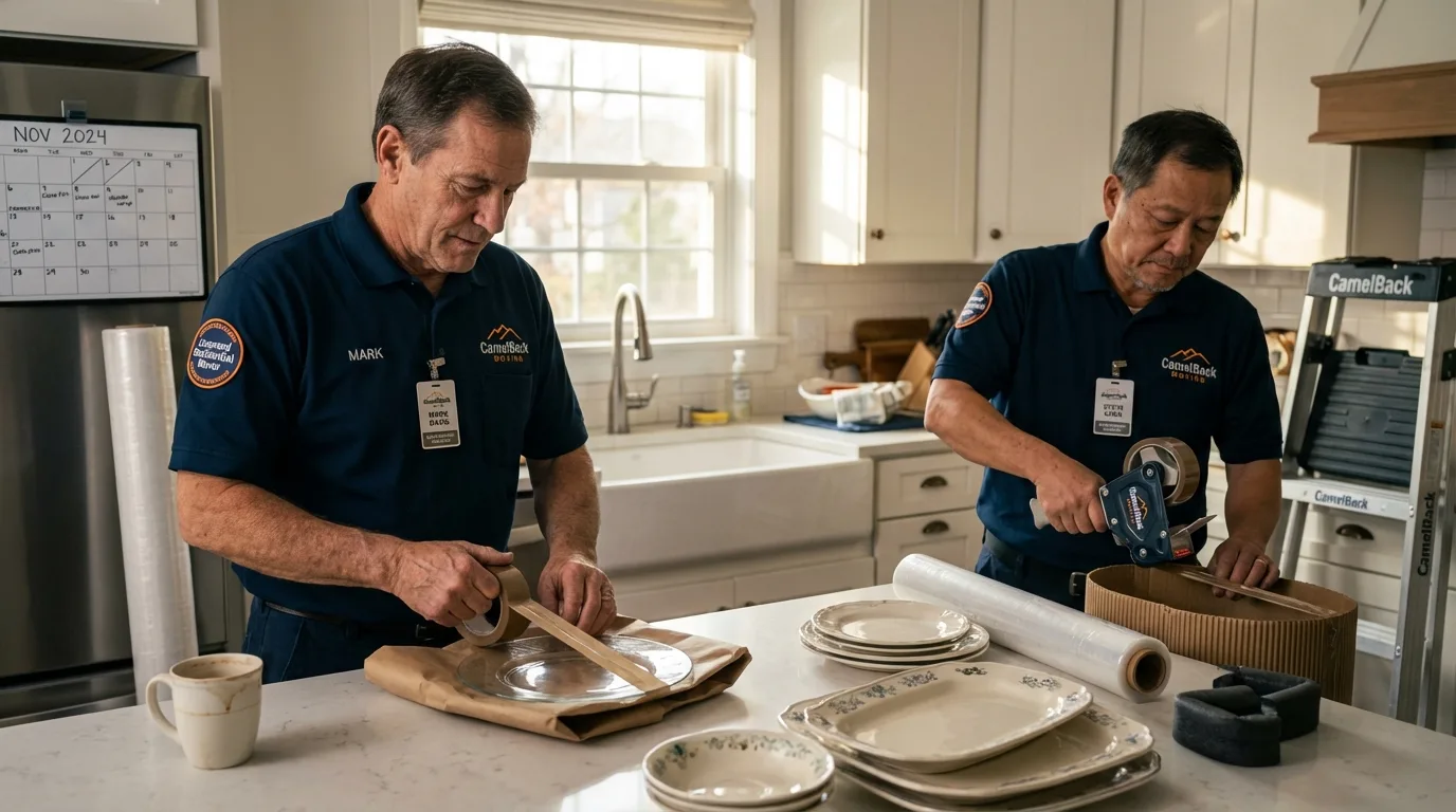 Professional crew packing kitchen dishware in Lone Tree, CO
